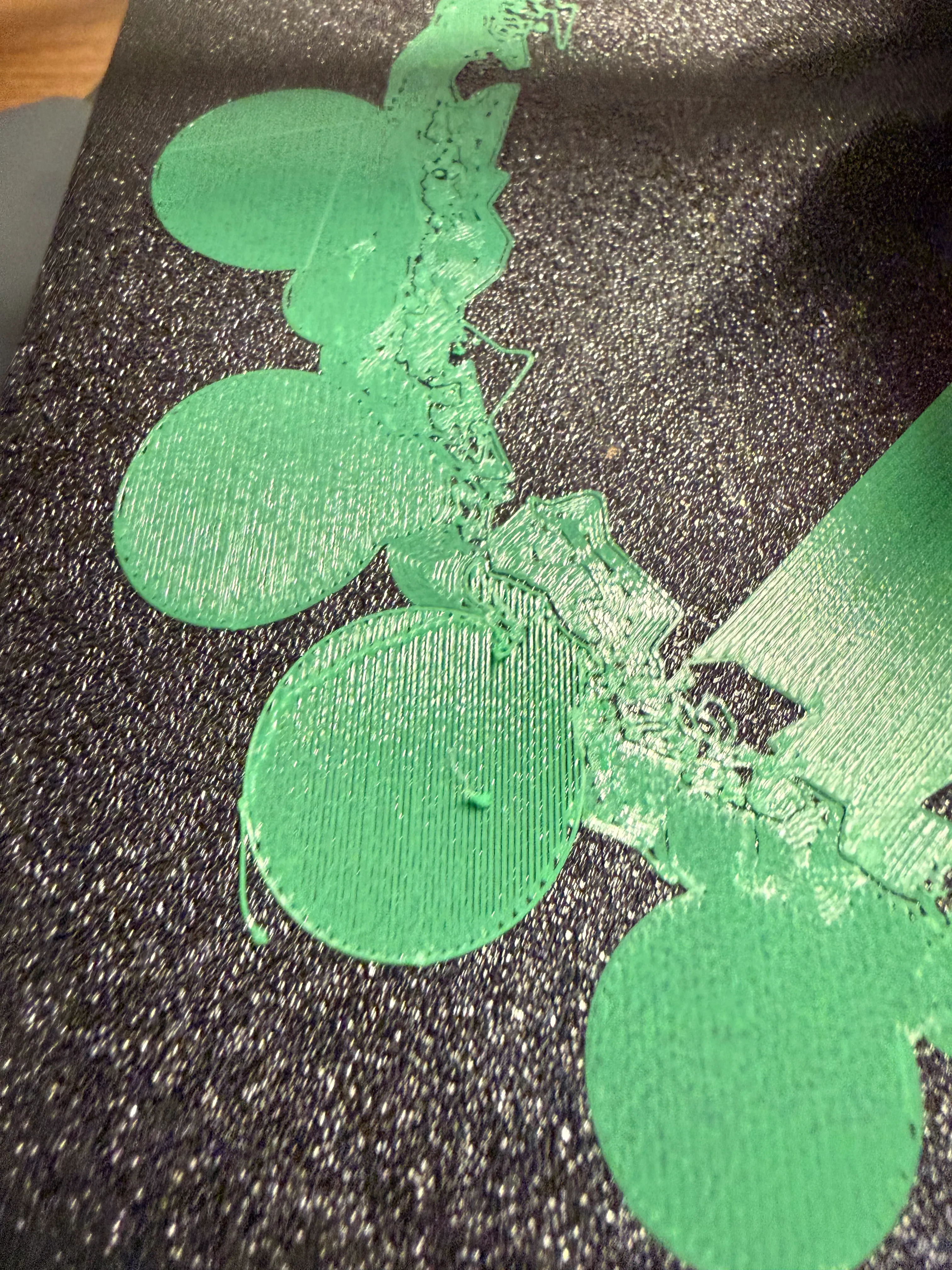 Support base that was printed too high. You can see gaps between the lines